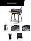 Guruss CG-075 Kömürlü Barbekü Mangal Tam Set Siyah
