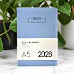 2026 Ajanda Pastel Renkli Dokulu Günlük Ajanda A5 (15x21 cm) - Mavi