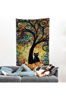 Ağaç Altındaki Siyah Kedi Duvar Örtüsü-7899