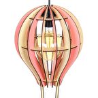 Kapadokya Çocuk Genç Odası Için Doğal Ahşap Mdf 3d Puzzle Uçan Balon Avize- Biblo Ampul Dahil Değildir