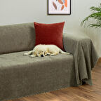 Jakarlı Şönil Koltuk Örtüsü  | Çekyat Örtüsü | Koltuk Şalı 175x350 Kaymaz Kapuçino