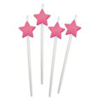 4 ADET PEMBE YILDIZ PASTA MUMU PEMBE YILDIZ DOĞUM GÜNÜ PASTA MUMU PEMBE PASTA MUMU PEMBE YILDIZ MUM PİNK CANDLE