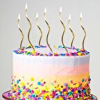 VIP KALİTE PARLAK METALİK GOLD SPİRAL PASTA MUMU 6 ADET GOLD DOĞUM GÜNÜ MUMU GOLD BIRTHDAY CANDLE