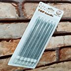 SİLVER BIRTHDAY CANDLE VIP UZUN PARLAK METALİK SİMLİ GÜMÜŞ PASTA MUMU 6 ADET GÜMÜŞ DOĞUM GÜNÜ MUMU