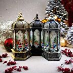3 ADET VIP KALİTE NOEL BABA GEYİK KARDAN ADAM YILBAŞI FENERİ DEKOR LAMBA GÜN IŞIĞI PİLLİ LED IŞIK