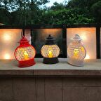 3 ADET YILBAŞI FENERİ GÜN IŞIĞI LED IŞIKLI FENER KIRMIZI SİYAH BEYAZ DEKOR FENER YILBAŞI HEDİYELERİ