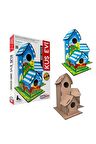 MAKET BOYANABİLİR KUŞ EVİ BOYAMA MAKETİ NATUREL AHŞAP BOYAMA BIRD HOUSE 6 RENK AKRİLİK BOYA FIRÇA