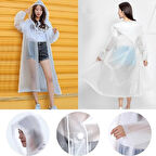 1 ADET 1.KALİTE BEYAZ YAĞMURLUK VIP UNISEX RAIN COAT ŞAPKALI ÇITÇITLI YAĞMURLUK OUTDOOR YAĞMURLUK
