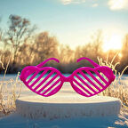 CHRİSTMAS PARTY GLASSES KALPLİ PEMBE PARTİ GÖZLÜĞÜ PEMBE PANJUR GÖZLÜK PEMBE YILBAŞI PARTİ GÖZLÜĞÜ