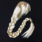 VIP KALİTE 70 CM RAPUNZEL PERUK SARI ÖRGÜLÜ SAÇ ASTARLI SARI PERUK KOSTÜM AKSESUARLARI VIP ELSA SAÇ