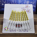 10 ADET YÜKSEK KALİTE KIVRIMLI METALİK GOLD MUM 8 CM GOLD PASTA MUMU PARLAK GOLD DOĞUM GÜNÜ MUMU