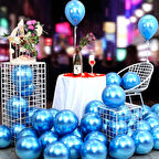 ULTRA YÜKSEK KALİTE 50 ADET KOYU MAVİ KROM BALON AYNALI PARLAK METALİK BALON KROM KOYU MAVİ BALON