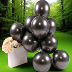 25 ADET SİYAH KROM BALON PARLAK METALİK KROM SİYAH BALON HELYUM GAZINA UÇAN BALONA UYGUNDUR