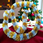 2 METRE METALİK GÜMÜŞ GOLD YILBAŞI BOYUN SİMİ GÜMÜŞ GOLD YUMUŞAK BOYUN GARLANDI GÜMÜŞ SÜSLEME SİMİ