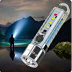 2500 lümen 7 farklı ışık şiddetine sahip kancalı flaşörlü ultra güçlü mini cep el feneri