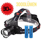 1 KM Menzilli 3000 Lümen Şarjlı Kafa Feneri - 30W Güç,  IPX-7 Suya Dayanıklı Kamp/Av Feneri