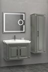 MİLANO 80 CM BANYO DOLABI LED MERCEK AYNALI ANTRASİT - BOY DOLAP HARİÇ