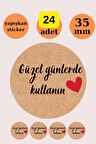 24 Adet - Güzel Günlerde Kullanın Bohem Kraft Sticker - Paketleme Sticker - Kraft Görünümlü Sticker