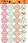 24 Adet - Handmade Sticker | With Case & With Love & For You Sticker -  Thank You Sticker 