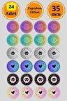 24 Adet - Renkli Handmade With Love Sticker - Paketleme Sticker - Handmade Sticker - Hediye Sticker