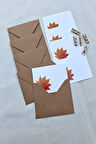 15 Adet Kraft Zarf ve Mandallı Sonbahar Kart - Hediye Paketleme Kartı   - Not Kartı 1.Hamur