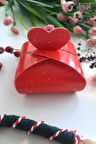 25 Adet Kırmızı Model Kalpli Şeker Kutusu -Lokum Kutusu - Kına Hediye - Yılbaşı Hediye Kutusu