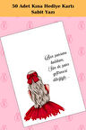50 Adet Hazır Kına Kartı - Tebrik Kartı - Hediye Kartı - Toka Kartı M39  -93x143mm