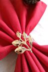 6 Adet Gold Sarmaşık Metal Peçete Halkası - Napkin Ring - Table Decor