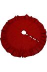 Kırmızı Pileli Yılbaşı Ağaç Altı Örtü 100 cm 
