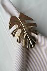 6 Adet Gold Tropical Leaf Metal Peçete Halkası - Napkin Ring