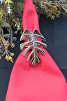 6 Adet Gümüş Tropical Leaf Metal Peçete Halkası - Napkin Ring