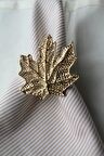 6 Adet Gold Vintage Çınar Yaprağı Metal Peçete Halkası - Napkin Ring