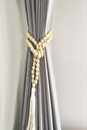 2 Adet Püsküllü Doğal Boncuklu Perde Süsü Askısı