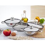 Gülsan Çelik Sahan Set 3 lü Çelik Kapaklı 16/18/20cm