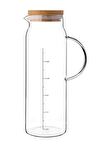 Borosilikat Cam Bambu Kapaklı Lüks Sürahi srh02 1500ml