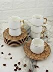 6 Kişilik Lüks Porselen Yaldızlı Kahve Fincan Takımı g3177 