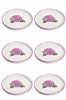 6 lı Seramik Pasta Tabak Ortanca Dekor Pasta Tabağı 20cm