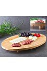 Ayaklı Bambu Tepsi Oval 37*28cm Servis Sunum Tepsi
