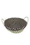 Hasır Rattan Ekmeklik Ekmek Sepeti Yuvarlak Ekose Kumaşlı