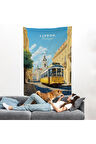 Portekiz Lizbon Sarı Tramvay Duvar Örtüsü-7972