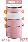 Vagonlife Lunch Box 3 Katlı Büyük Boy 1800 ML  Ofis-Okul İçin Yeni Nesil Sefer Tası-FFLBOX3KAT1800ML