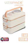 Uzspace 1200 ML İki Kat Dört Bölme Paslanmaz Çelik Lunch Box Yeni Nesil Sefer Tası-Sos Kaseli Model-FFLBOX8023