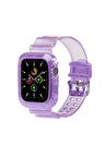Apple Koruyucu Kasalı Şeffaf Mor Saat Kordonu, 42,44,45,49 Mm