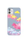 Iphone 12 Özel Tasarım Renkli Bulutlar Clouds Tasarımı Mavi Renkli Silikon Telefon Kılıfı