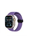 Watch Silikon Mıknatıslı Şık Sade Görünüm 38 40 41mm Uyumlu Saat Kordonu Mor