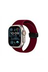 Watch Silikon Mıknatıslı Şık Sade Görünüm 42 44 45 49mm Uyumlu Saat Kordonu Bordo