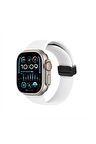 Watch Silikon Mıknatıslı Şık Sade Görünüm 42 44 45 49mm Uyumlu Saat Kordonu Beyaz