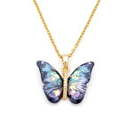 Altın Kaplama Kelebek Sedef Taşlı Kadın Kolye KLY-586