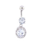 316L Çelik Yuvarlak Beyaz Zirkon Taşlı Piercing  PRC-216