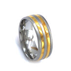 Çelik Alyans Yüzük Altın Kaplama Çift Renk YZK-371